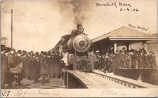 First Train Over Bridge Haverhill Massachusetts RPPC 1906 Crowd Scene