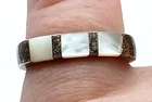 925 Sterling Silver Ring W/ Mother Of Pearl Inlay Size 7.75 Vintage  #RB2-1