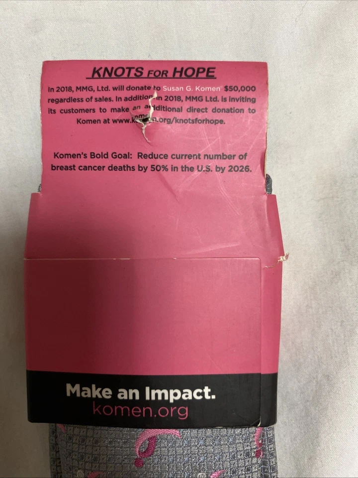 灰色和粉红色领带男式乳腺癌意识 Susan G. Komen Knots for Hope — 第 4/4 张图片