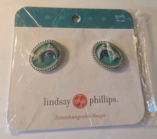New Lindsay Phillips Brielle Shoe Snaps Dolphin Rhinestone Teal Interchangeable 