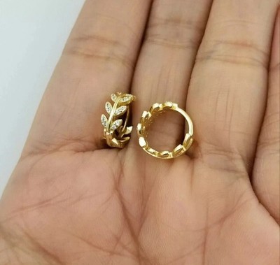 14K Yellow Gold Plated 2Ct Round Cut Lab Created Diamond Women's Hoop Earrings