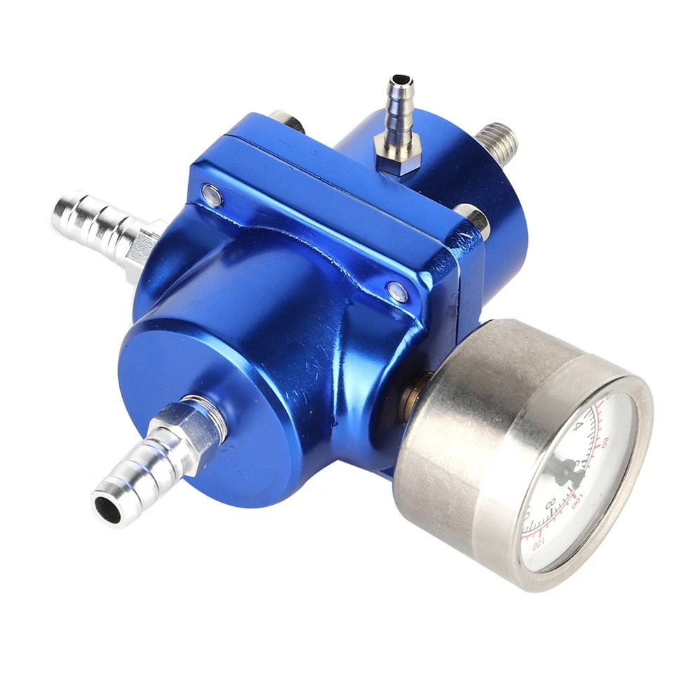 Aluminum Universal Alloy FPR Fuel Pressure Regulator With Gauge Hose 0-140psi. - Image 2 of 4