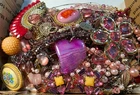 2 Lb Costume Jewelry VTG Modern Craft Junk Lot Wearable Untested Lot 7 PINKS RED