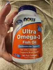 NOW Ultra Omega-3 Fish Oil - 180 Softgels Cardiovascular Support 12/27 SEALED