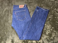 Levis 501 Jeans Mens 36x36 Actual 36x34 Blue Denim Button Fly Cowboy Rancher