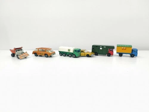 Vintage Matchbox Diecast Car Lot 6pc Scammell Snow Plough Commuter Multi-Color