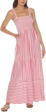 Raviya Women's Tiered Striped Dress Cover-Up Pink Small