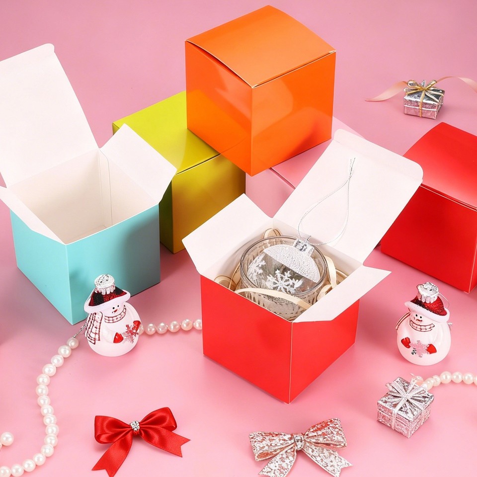 Gift Boxes with Lids, (4x4x4 Inch, Yellow) (36 Pcs), Cardstock Small ...