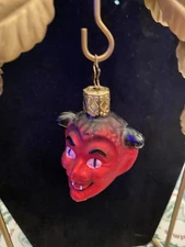 Vintage Inge Glass Spicy Red Devil Christmas Ornament Hand Painted Mint OWC