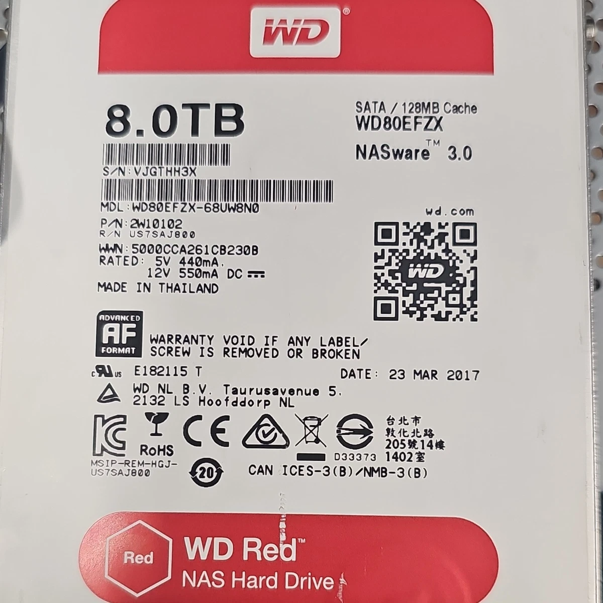 Western Digital Internal Hard Disk Drives 8 TB Storage Capacity