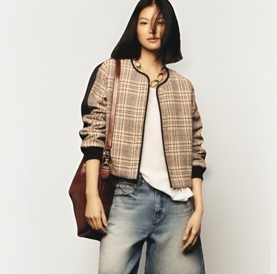 Anthropologie DOLAN Left Coast Quilted Lady Jacket S Cropped Plaid Mixed Media