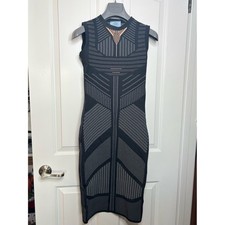 EUC Prada Black & Gray Geometric Poly Knit Dress size It 40/ US 4