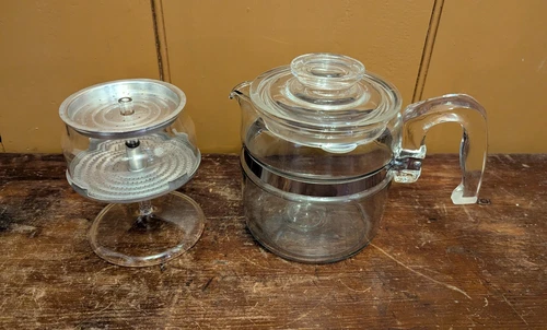 Vintage PYREX 7754 2-4 Cup Flameware Coffee Percolator - Complete Set EXCELLENT!