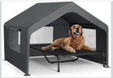 Extra Large Dog House Outdoor with Elevated Dog Bed, Outside Dog Tent