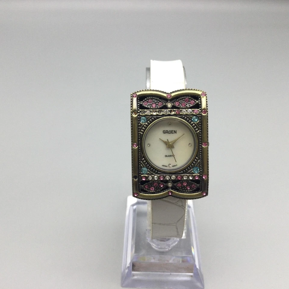 Reloj Gruen Bling Mujer 25mm Esfera MOP Cristal Estrás Batería Nueva Foto 2 de 4