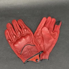 Harssidanzar Motorcycle Riding Gloves Large Red Leather Touch Screen Padded E4