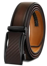 Mens Ratchet Belt,Leather Adjustable Slide Belt For Gift Mens Dress Casual 1 ...