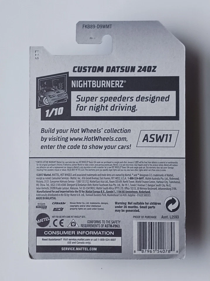 Lote de 5 Hot Wheels Zamac Custom Datsun 240Z 2007-18 + 3 Error Coches Ruedas Problemas Foto 4 de 4