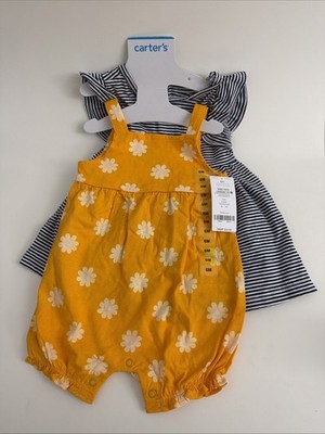 Carter's Girls Toddler 3 Piece Cotton Bodysuit Dress Set 6 Months Orange