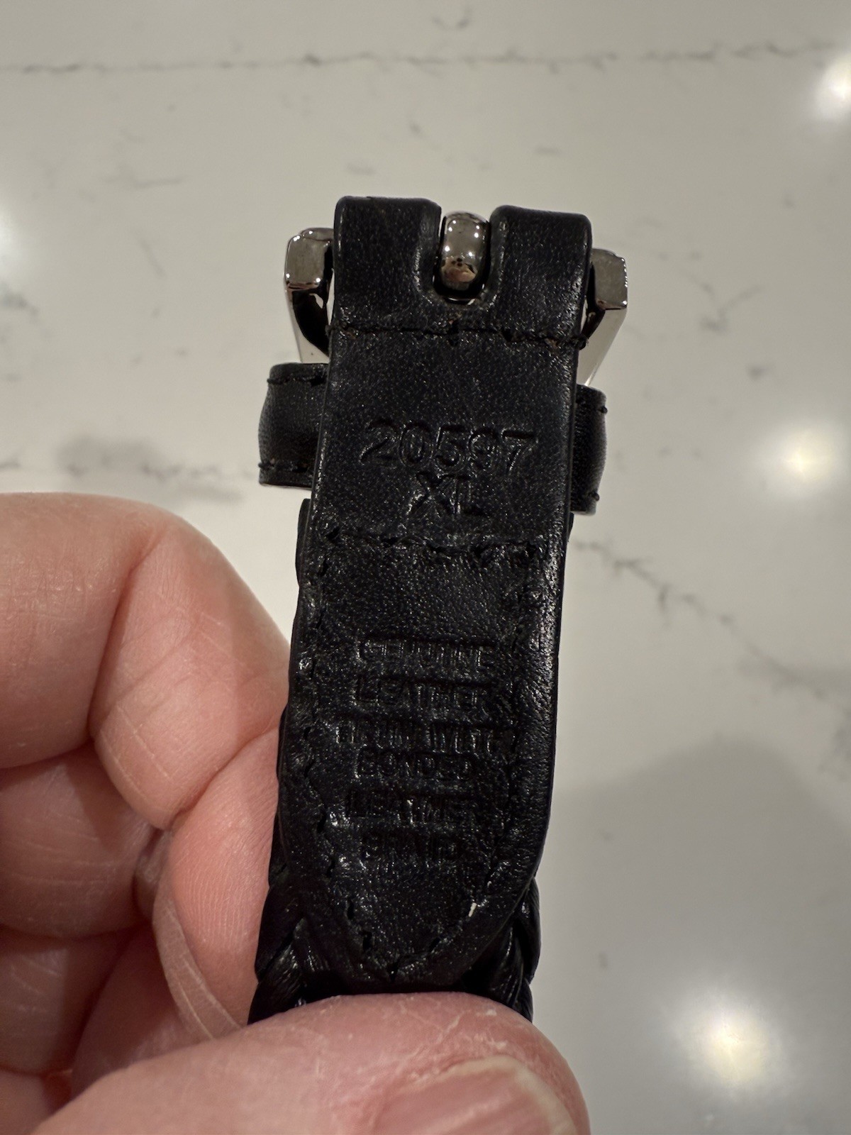 Black Women’s Narrow Braided Leather Belt Silver Colored Buckle EUC Unbranded