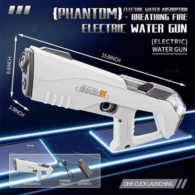 Power Electric Automatic Water Blaster Emission Flame Light Outdoor Pool Toy Gun