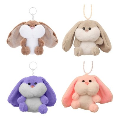 Stylish Rabbit Keyring Long Eared Plush Bunnys Charm Key Rings Bag Ornament