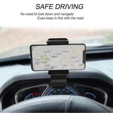 Car Phone Holder Adjustable Clip Clamp Dashboard Mount Stand Bracket Black