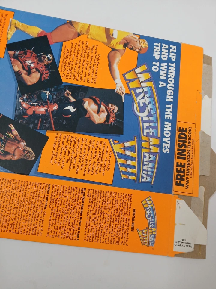 Caja de cereales vintage 1991 WWF Superstars Cereal Road Warriors promoción de lucha libre años 90 Foto 3 de 4