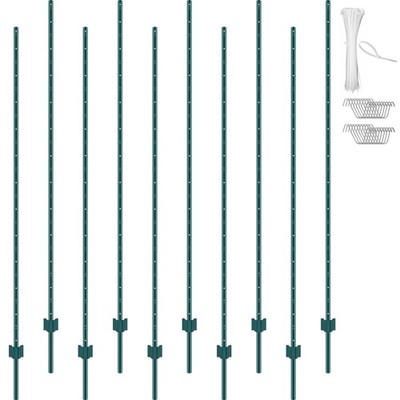 3ft / 4ft/ 5ft/ 6ft/ 7ft Fence Post 10 Pack T-Post Heavy Duty Metal Fence Posts