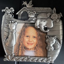 Silver Jungle Zoo Animal Themed Baby Picture Frame Fits 3X3
