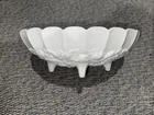 Vintage Indiana White Milk Glass Large Oval Embossed Fruit Bowl