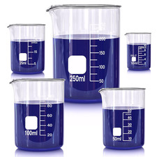1Set Low Form Glass Beaker 10 25 50 100 250 ml Borosilicate Measuring Lab Glassw