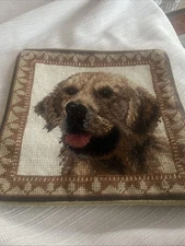 golden retriever Dog Needlepoint Pillow Cover Case 10” Wool New Gift Idea 