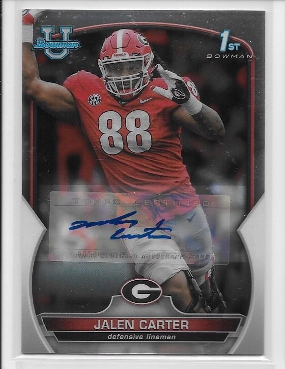 Jalen Carter 2022 Bowman Chrome University Auto #37 Georgia Philadephia Eagles