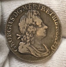 1723 Great Britain SSC Silver Shilling Coin French Arms At Date Variety RARE 
