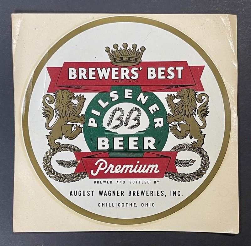 Vintage 1940’s August Wagner Brewers Best Pilsner Beer Window Transfer Decal