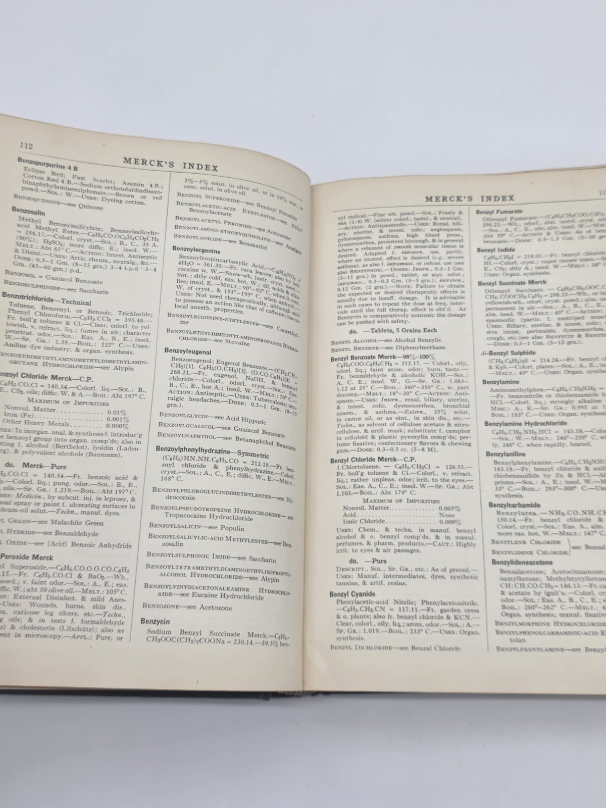 Merck’s Index – Fourth Edition (1930 Hardcover Chemical Encyclopedia)