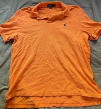 Men's L Polo Ralph Lauren Polo Shirt Orange Classic Fit Cotton Short Sleeve