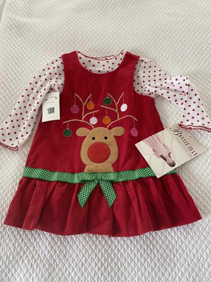 NWT BONNIE JEAN BABY GIRLS DRESS SIZE 18 MOS RED & WHITE eBay