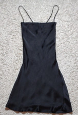 ZARA Slinky Sexy Soft Perfect Little Black Slip Dress Size XS Viscose Lyocell