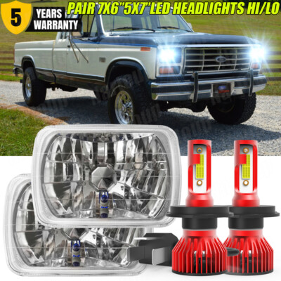 Pair 5X7 7x6 inch White LED High/Lo Headlights For Ford F-150 F-250 F-350 Trucks