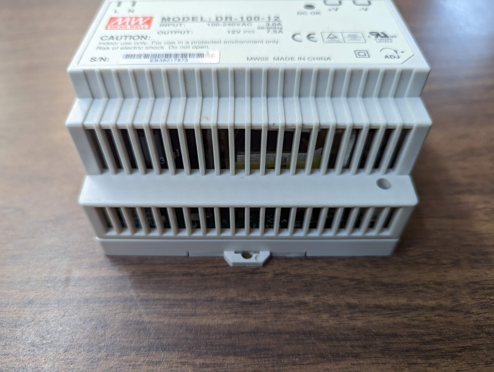 Mean Well Model DR-100-12 100W Single Output Industrial DIN Rail Power ...