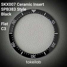 Bezel Insert SKX007 Ceramic C3 (SPB383 style) / Flat / Black - SEIKO MOD SKX 