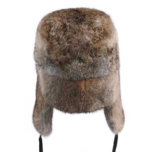Sombrero de trampero de piel de conejo real para hombre invierno ruso Ushanka sombrero de aviador oreja - Imagen 4 de 24