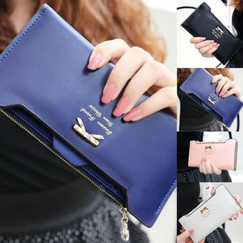 8 Colors PU Leather Cute Portable Bowknot Coin Purse Card Holder