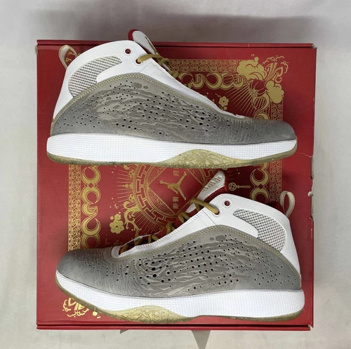 Air Jordan 2011 Year of the Rabbit 444904 101 Wht/Mtllc Gld/Vrsty Rd Size 10.5