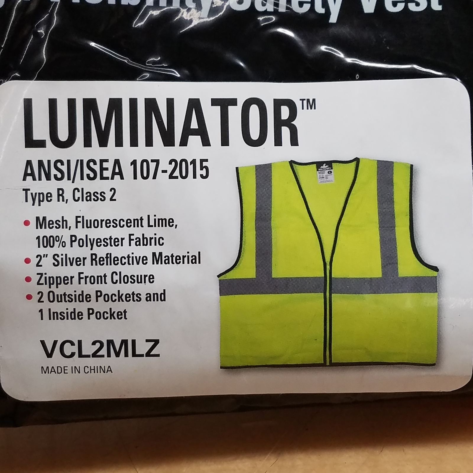 River City Garments VCL2MLZ, Luminator High Visibility Safety Vest, Size L - NEW