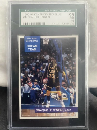 1990-91 Big Blue Shaquille O'Neal RC RARE Non Perforated Gem 10 SGC 98 psa XRC