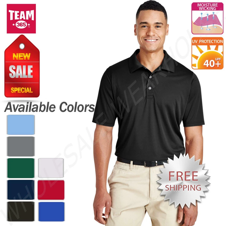 Team 365 Mens Dri-Fit UV Protection Moisture Wicking Polo Shirt M-TT51