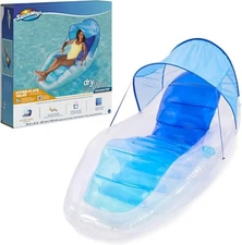 Swimways Shaded Dry Float adult Translucent Inflatable Pool Recliner Chair
